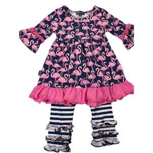 Simply Southern Flamingo Ruffle Outfit 2 Piece 2t